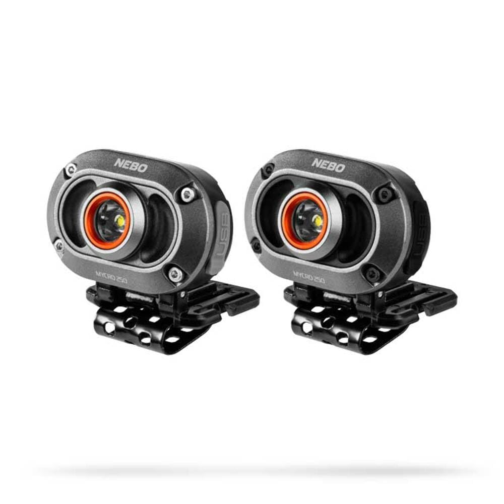 250 NEBO MYCRO Rechargeable Headlamp | 250 Lumens, 3 Light Modes, Water Resistant, Adjustable Strap, Super Bright Head Lamp for Camping & Hiking, Includes USB Charging Cable — 2 Pack