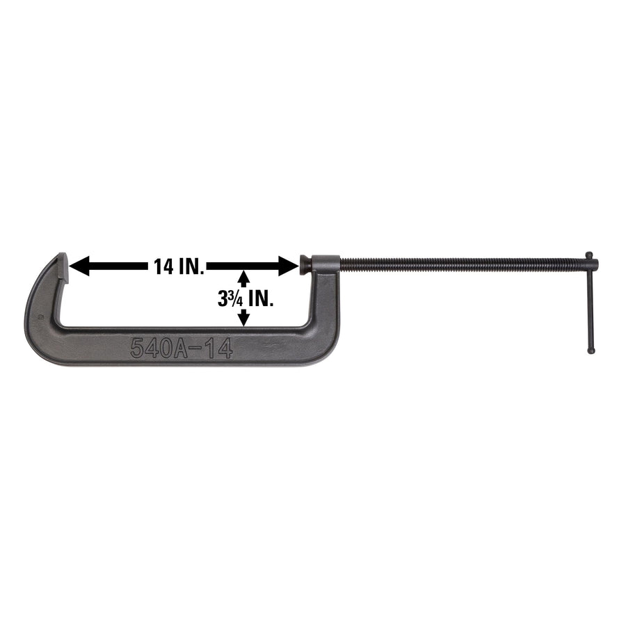 C-Clamp Wilton, 14" Opening, 3-3/4" Throat, 2850 Lbs. Clamping Force (Model 540A-14)