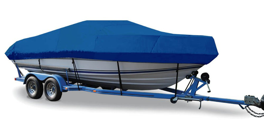 Trailerite Semi-Custom Boat Cover for V-Hull Cuddy Cabin Boats with Inboard/Outboard Motor, Pacific Blue Taylor Made Products (17'5" - 18'4" CL x 93" B)
