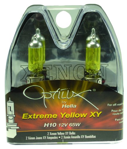 Hella H71071112 H10 Xenon Yellow Optilux Series Halogen Bulbs, 12V, 42W, 2 Pack