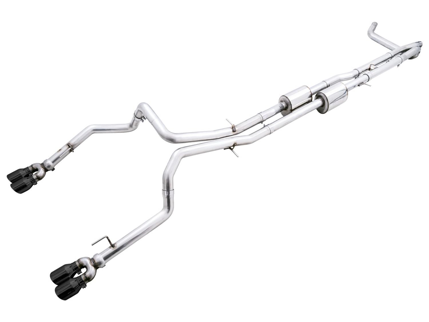 22-23 GMC Sierra 1500 AT4X AWE Tuning 6.2L 0FG Catback Split Dual (Flat Bumper) - Diamond Black Tips - 3015-43284