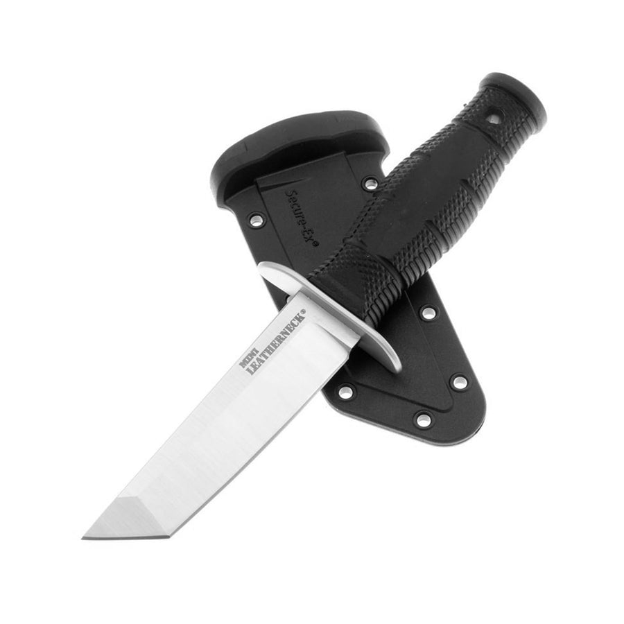 Cold Steel Tanto Point Mini Leatherneck Compact Lightweight 3.5" 8CR13MOV Steel Fixed Blade Outdoor Hunting Utility Knife, 3.25" Textured Ergonomic Kray-EX Handle, Secure-EX Sheath