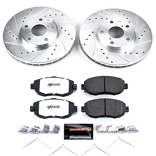 Power Stop K1077-26 Z26 Carbon Fiber Brake Pads Front with Drilled & Slotted Brake Rotors Kit For Lexus GS300, Lexus GS400, Lexus GS430, Lexus IS300, Lexus SC430 [Model Specific]
