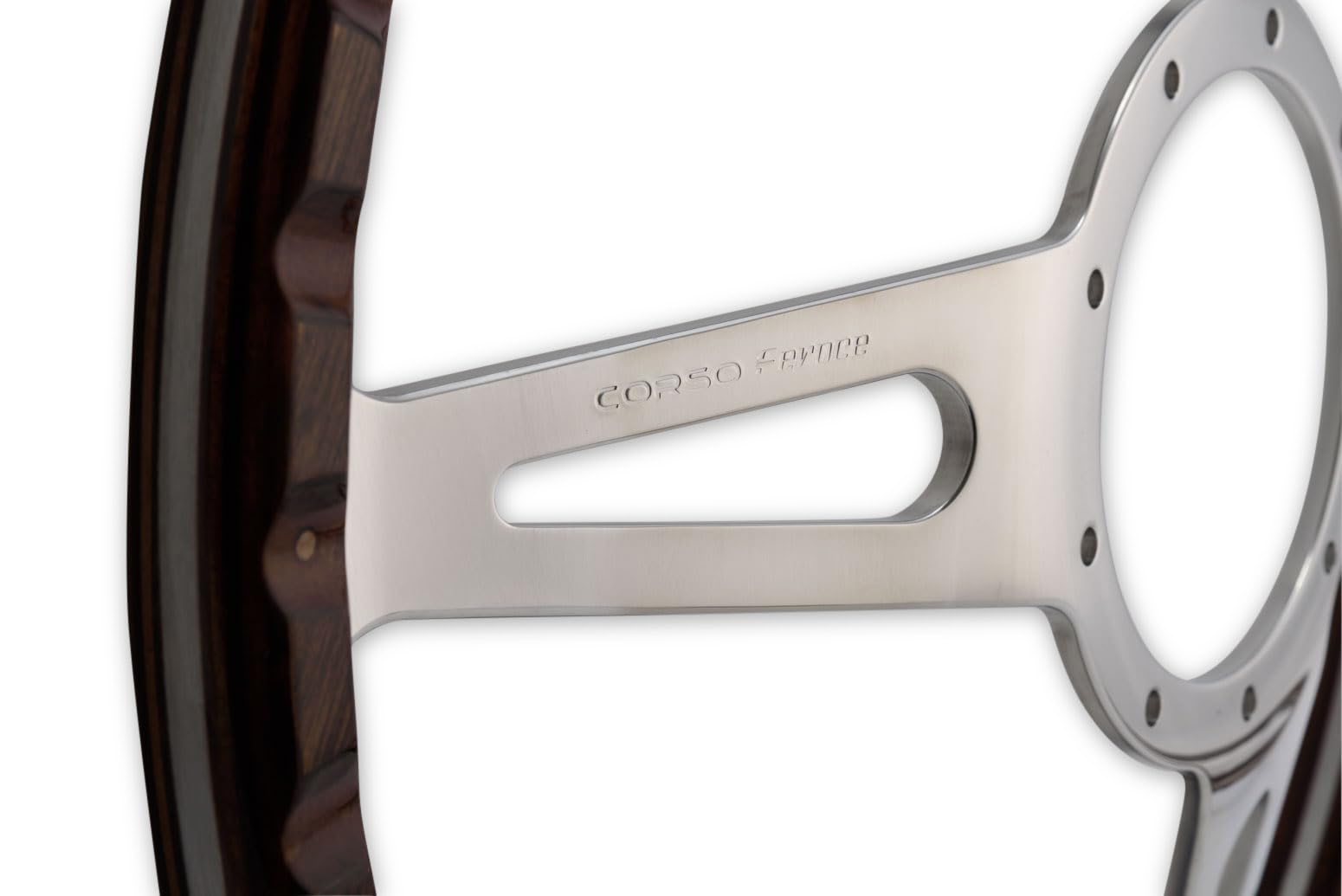 Corso Feroce Scott Drake GT350 Style 9 Hole Genuine Wood & Aluminum 15" Steering Wheel, Compatible with 1965-1973 Ford Mustang, Model S1MS-3600-WG
