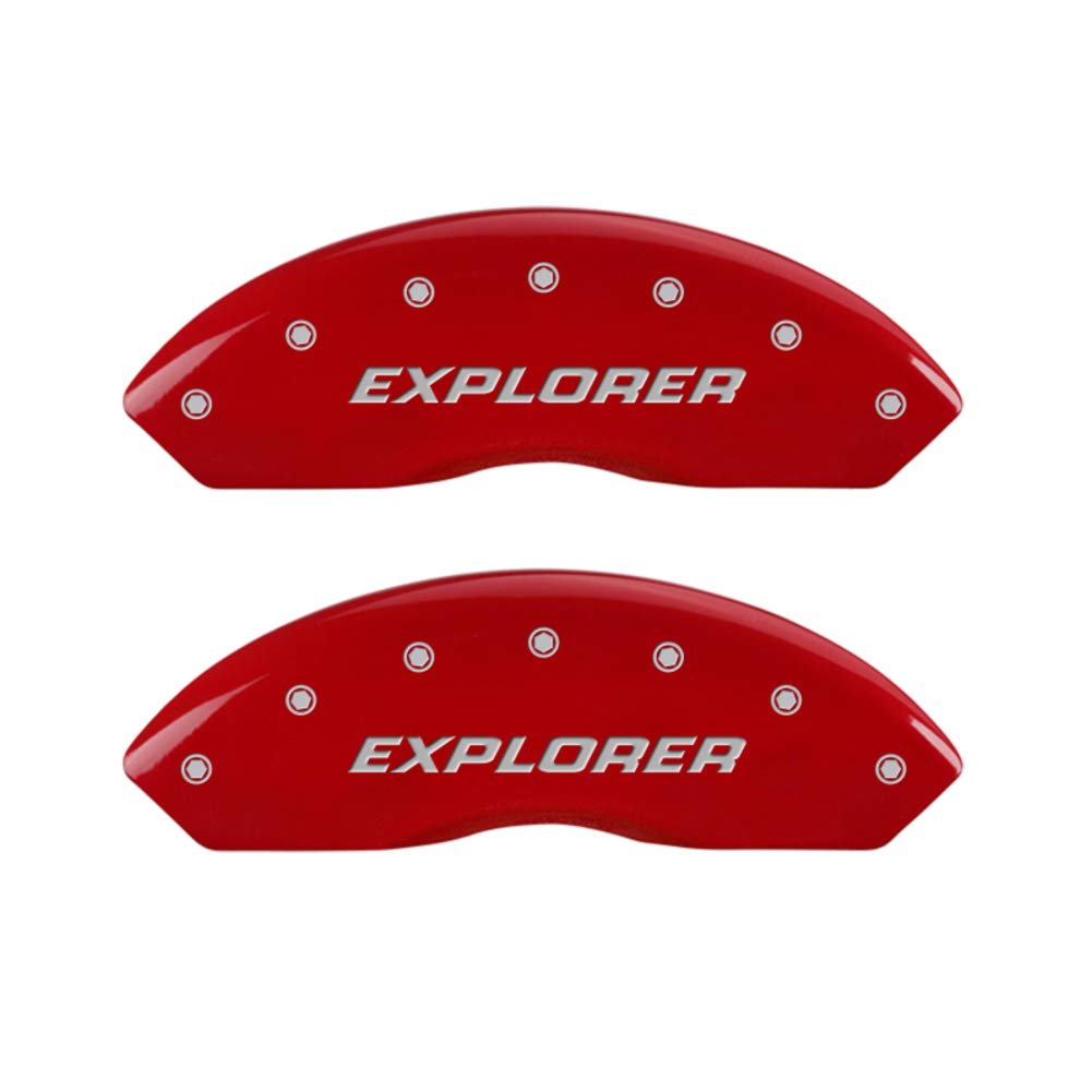 MGP Caliper Covers Red Brake Covers 10041SEXPRD Engraved with Silver Explorer (Pre-2011) (Set of 4)