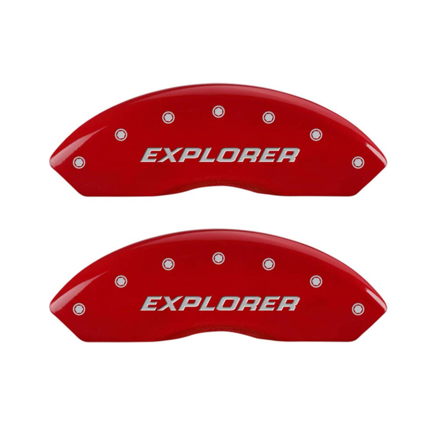 MGP Caliper Covers Red Brake Covers 10041SEXPRD Engraved with Silver Explorer (Pre-2011) (Set of 4)