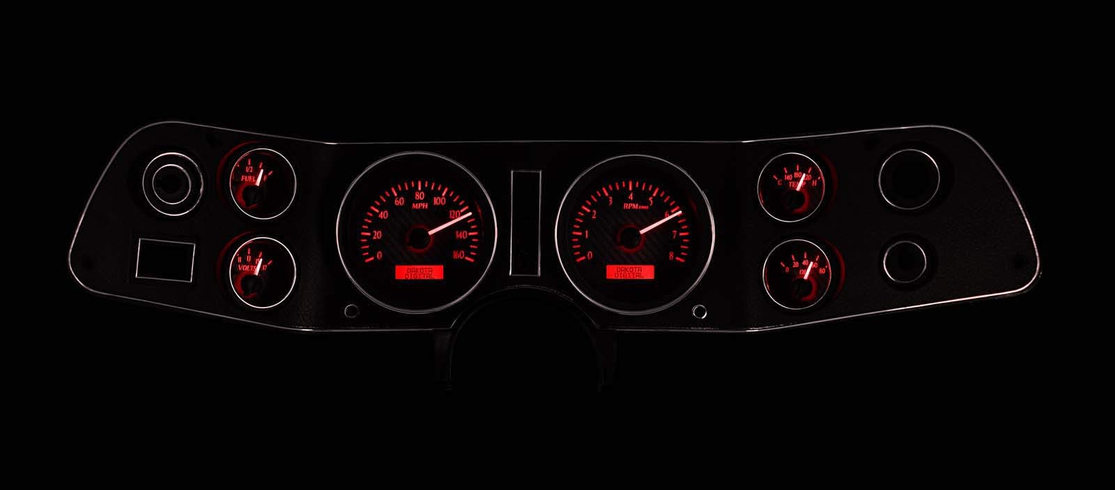 Chevy Camaro 1970-81 VHX System, Carbon Fiber Face - Red Display