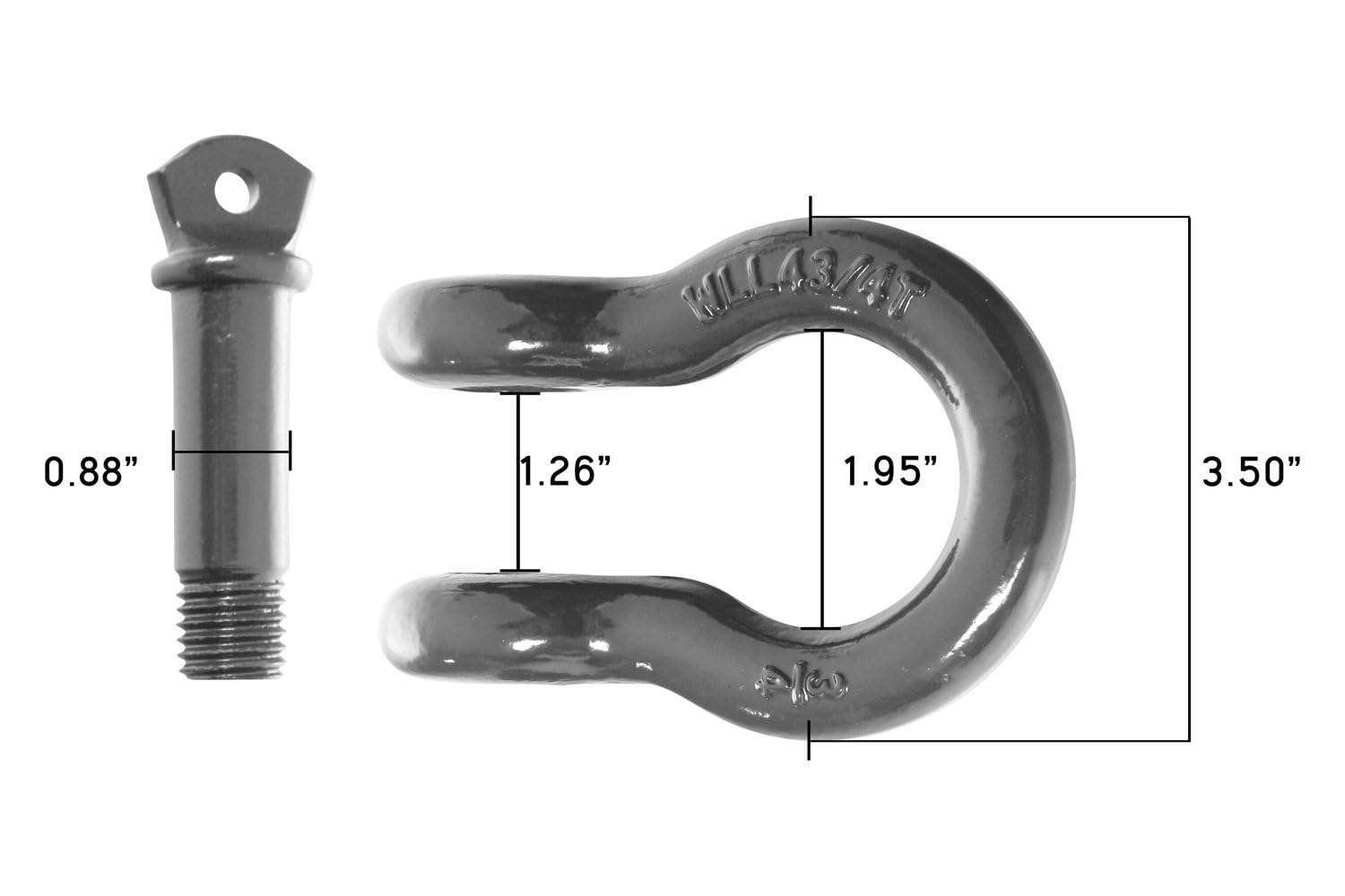 Recovery Shackle Overland Vehicle Systems 3/4" 4.75 Ton - Gray