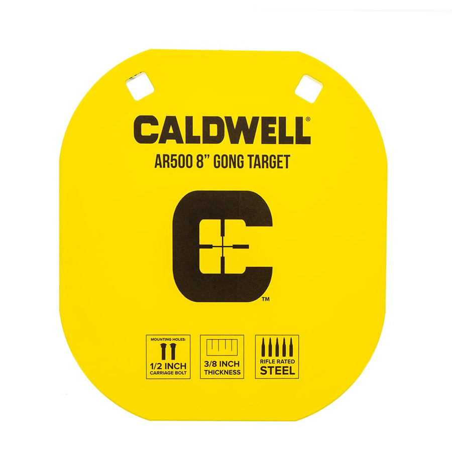 AR500 Steel Target Caldwell High Caliber 8" Gong, 3/8" Thickness, Rifle Rated for Precision Shooting and Target Practice