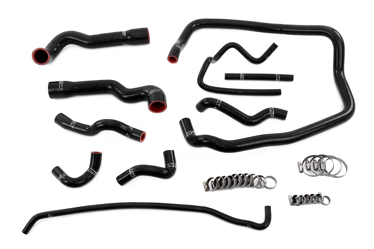 HPS Performance Silicone Black Radiator, Heater, Throttle Body, Expansion Tank Coolant Hose Kit Compatible for 1996-1999 BMW 328 2.8L E36 M52 1998-1999 323 2.5L E36 M52, 57-2088-BLK