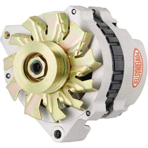 Alt GM CS130 Powermaster Chrome 140A 6 grv Pulley Baffle & Cone Offset Left MTG Side BAT Post 1-Wire or OE Hookup