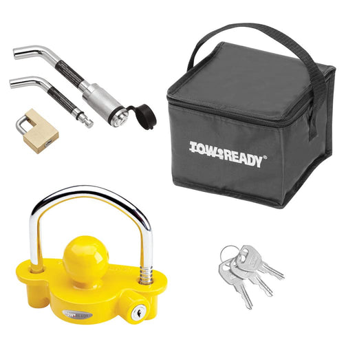 Fulton 63256 Tow Ready Deluxe Receiver and Trailer Coupler Lock (Keyed Alike Lock Set with Storage Bag), Silver