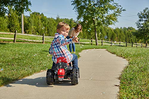 Huffy Electric Kids 12V Mini Mower Ride On Bubble Tractor, Red