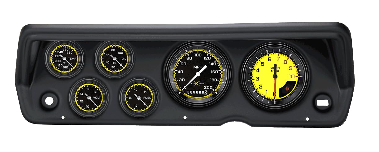 Classic Instruments Autocross Yellow CDDU70AXY101BL Full Sweep Direct Fit 6 Gauge Set Compatible with 1970-1976 Duster