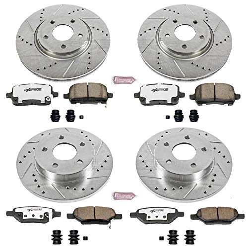 Power Stop K1612-26 Z26 Carbon Fiber Brake Pads Front and Rear with Drilled & Slotted Brake Rotors Kit For Cobalt, Cob, HHR, Malibu, Pontiac, Pontiac G6, Aura, Ion [Model Specific]