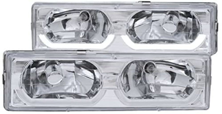 Crystal Headlight Set Anzo USA w/ Low Brow Halo-Chrome