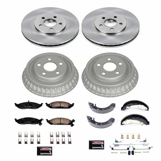 Power Stop Autospecialty KOE15144DK Front and Rear Replacement Brake Kit-OE Brake Drums & Ceramic Brake Pads For Dodge Stratus 1995-1996, Plymouth Breeze 1996 [Model Specific]