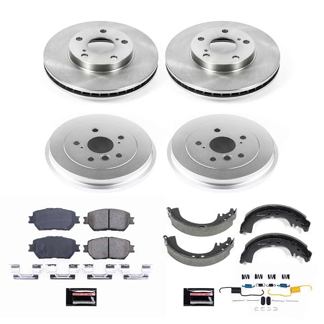 Power Stop Autospecialty KOE15061DK Front and Rear Replacement Brake Kit-OE Brake Drums & Ceramic Brake Pads For Toyota Camry 2002-2006 [Model Specific]