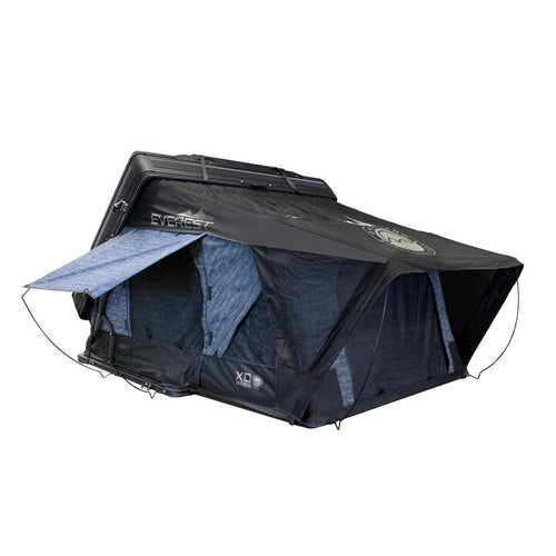 XD Everest Overland Vehicle Systems Cantilever Aluminum Hard Sheel Roof Top Tent with Black Out Kit - Grey Body & Black Rainfly (2 Person Roof Top Tent)