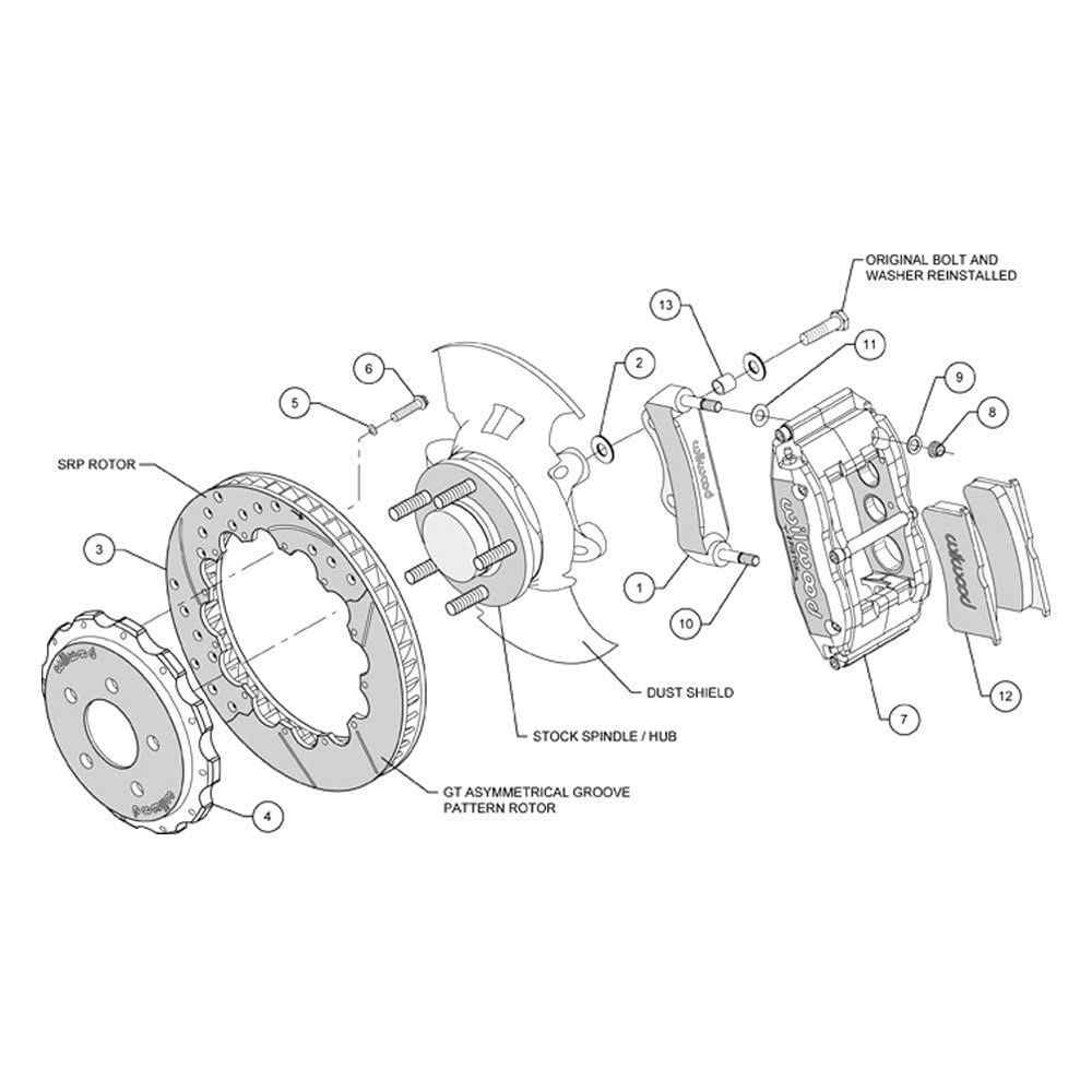 140-8753-D WILWOOD FNSL6R Front Hat Kit, 13.06", Drilled 2004-2006 Pontiac GTO