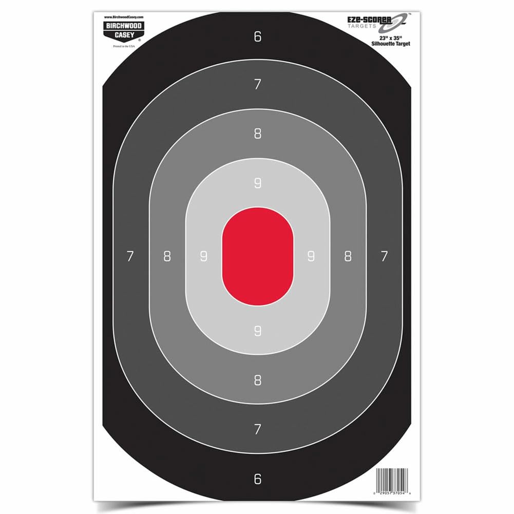 Eze-Scorer Birchwood Casey 23'' X 35'' Silhouette Oval Shoot-Up Brilliant White Paper Targets for Indoor and Outdoor Use, 100 Targets