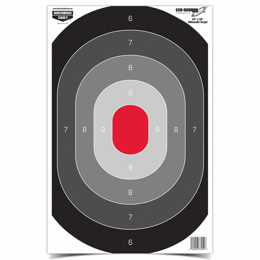 Eze-Scorer Birchwood Casey 23'' X 35'' Silhouette Oval Shoot-Up Brilliant White Paper Targets for Indoor and Outdoor Use, 100 Targets