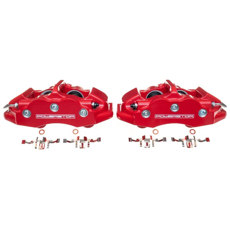 Power Stop S15044 Rear Pair of High-Temp Red Powder Coated Calipers For Chevrolet Corvette 2006-2013 [Model Specific]