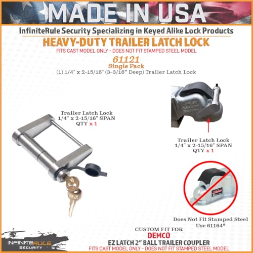 Trailer Latch Lock for DEMCO EZ Latch - InfiniteRule Security 61121 | 2.0" Ball