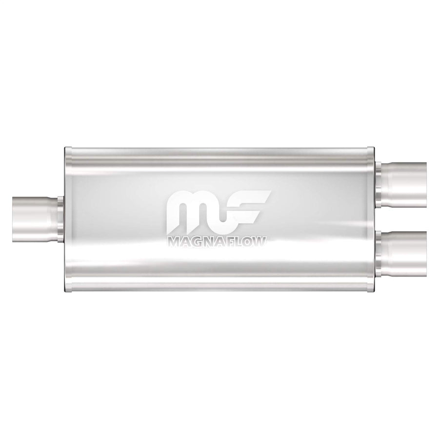 MagnaFlow Exhaust Performance Muffler 12251: 2.25"/2.25" Inlet/Outlet, 5x8x18" Oval, Stainless Steel, Satin Finish