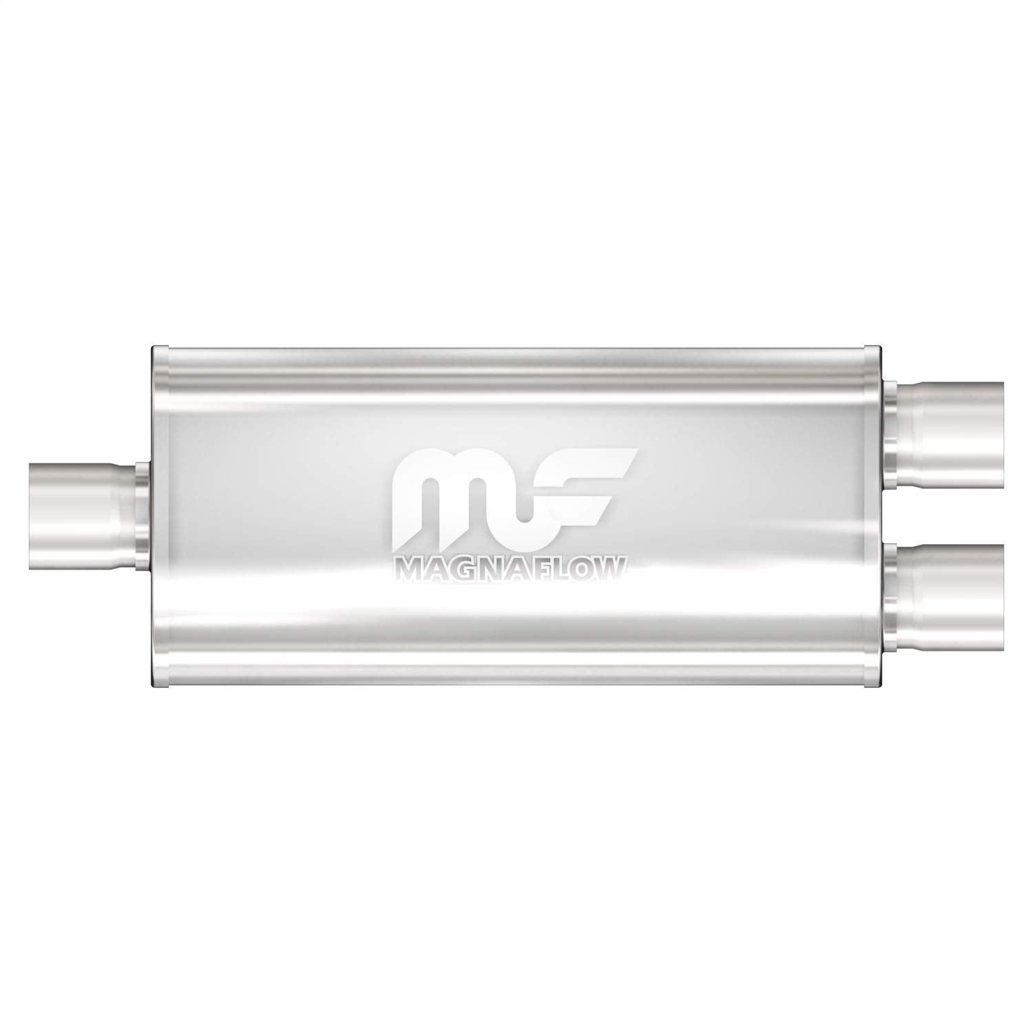 Performance MagnaFlow Exhaust Muffler 12298: 3"/3" Inlet/Outlet, 5x8x18" Oval, Stainless Steel, Satin Finish