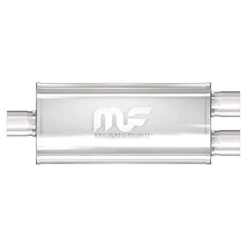 Performance MagnaFlow Exhaust Muffler 12298: 3"/3" Inlet/Outlet, 5x8x18" Oval, Stainless Steel, Satin Finish