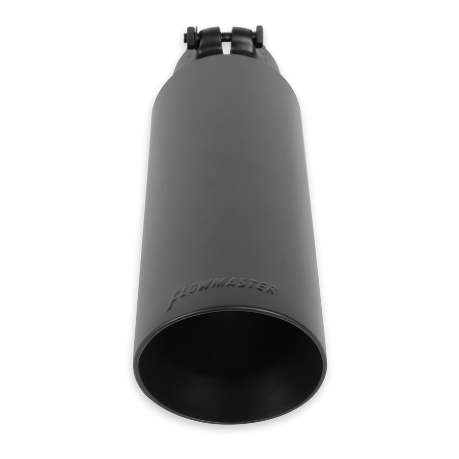 Flowmaster Exhaust Tip 15398B 4 Inch Angle Cut Black Ceramic Coated 304 Stainless Steel Fits 3 Inch Tubing 13 Inch Long - Clamp On
