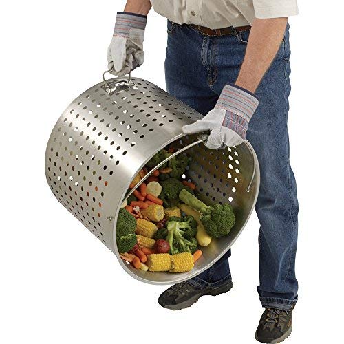 Bayou Classic 1102 Stainless 102-qt Bayou Boiler w/Basket Includes Heavy Welded Handles Perforated Stainless Basket Perfect For Large Batch Cooking of Crawfish Crabs Shrimp Lobster And More