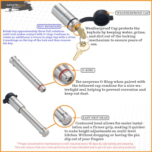 Single Pack, 2" Receiver Lock for Toyota Tacoma, Tundra, & SUV 2015+
