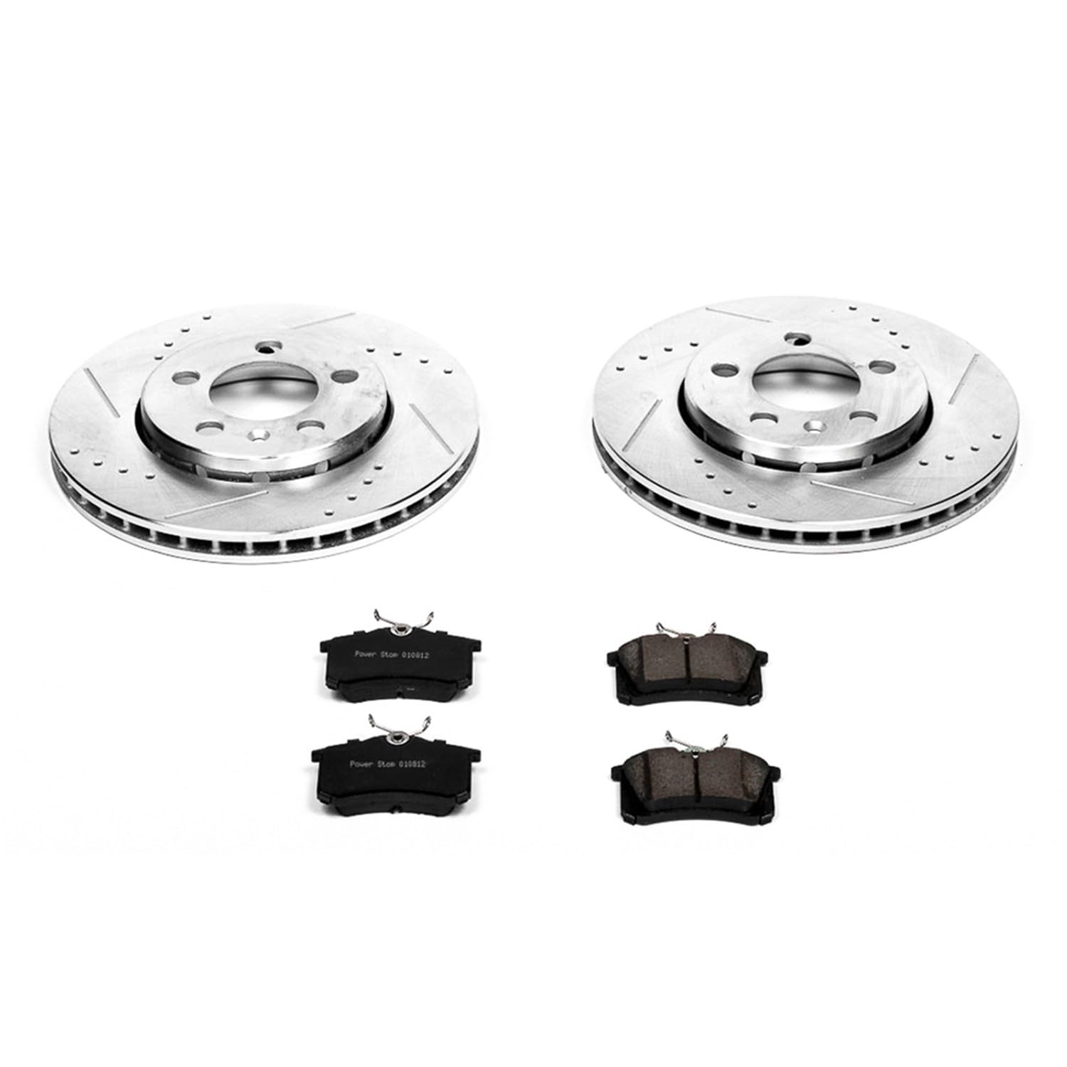 Power Stop K920 Rear Brake Pads Z23 Carbon Fiber with Drilled & Slotted Brake Rotors Kit For Audi TT Quattro, VW Golf, VW Jetta, Volkswagen [Model Specific]