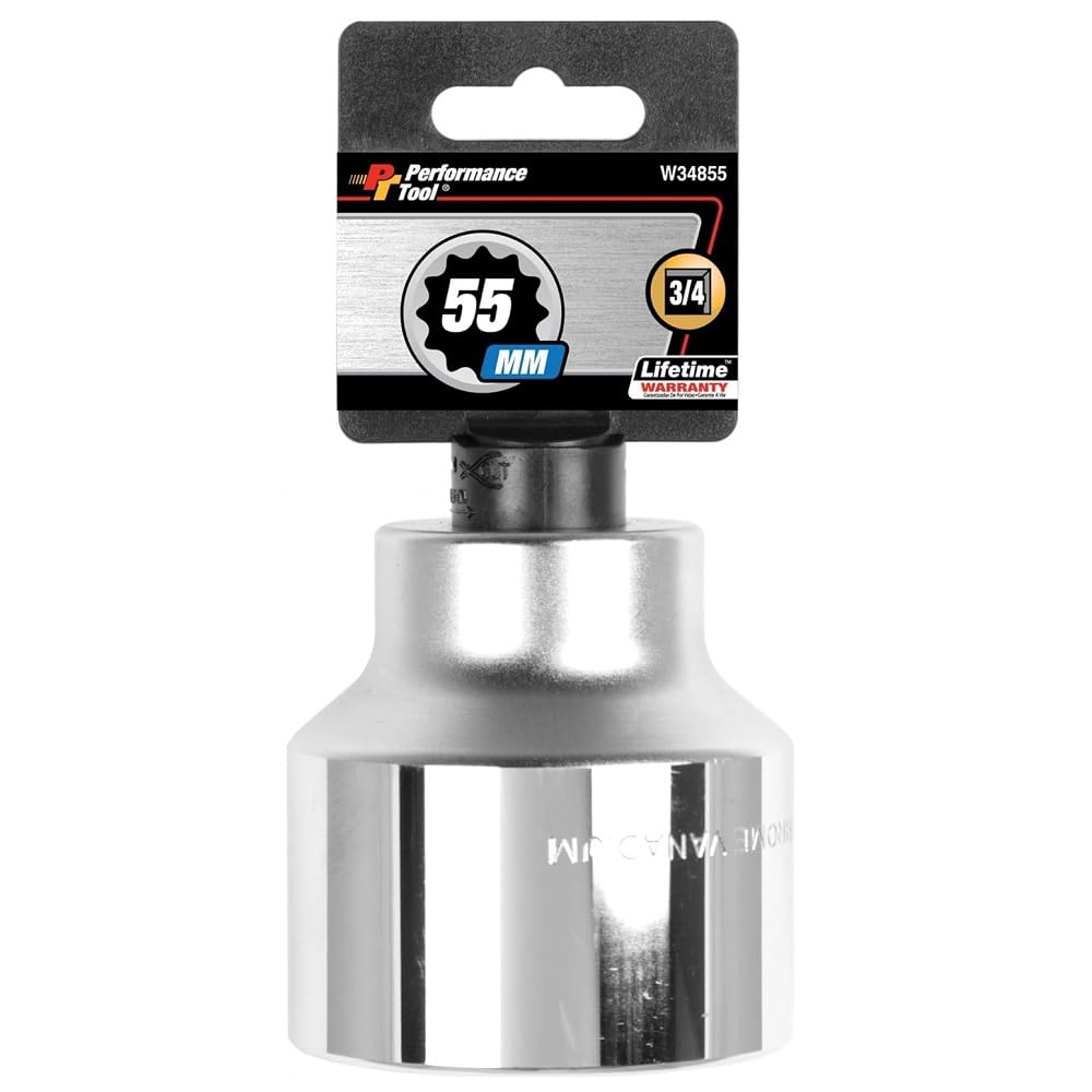 W34855 Performance Tool 3/4-Inch Drive 12-Point Standard Socket 55mm