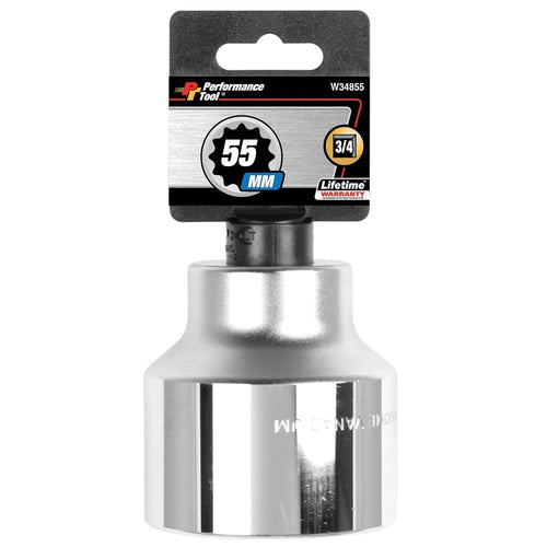 W34855 Performance Tool 3/4-Inch Drive 12-Point Standard Socket 55mm