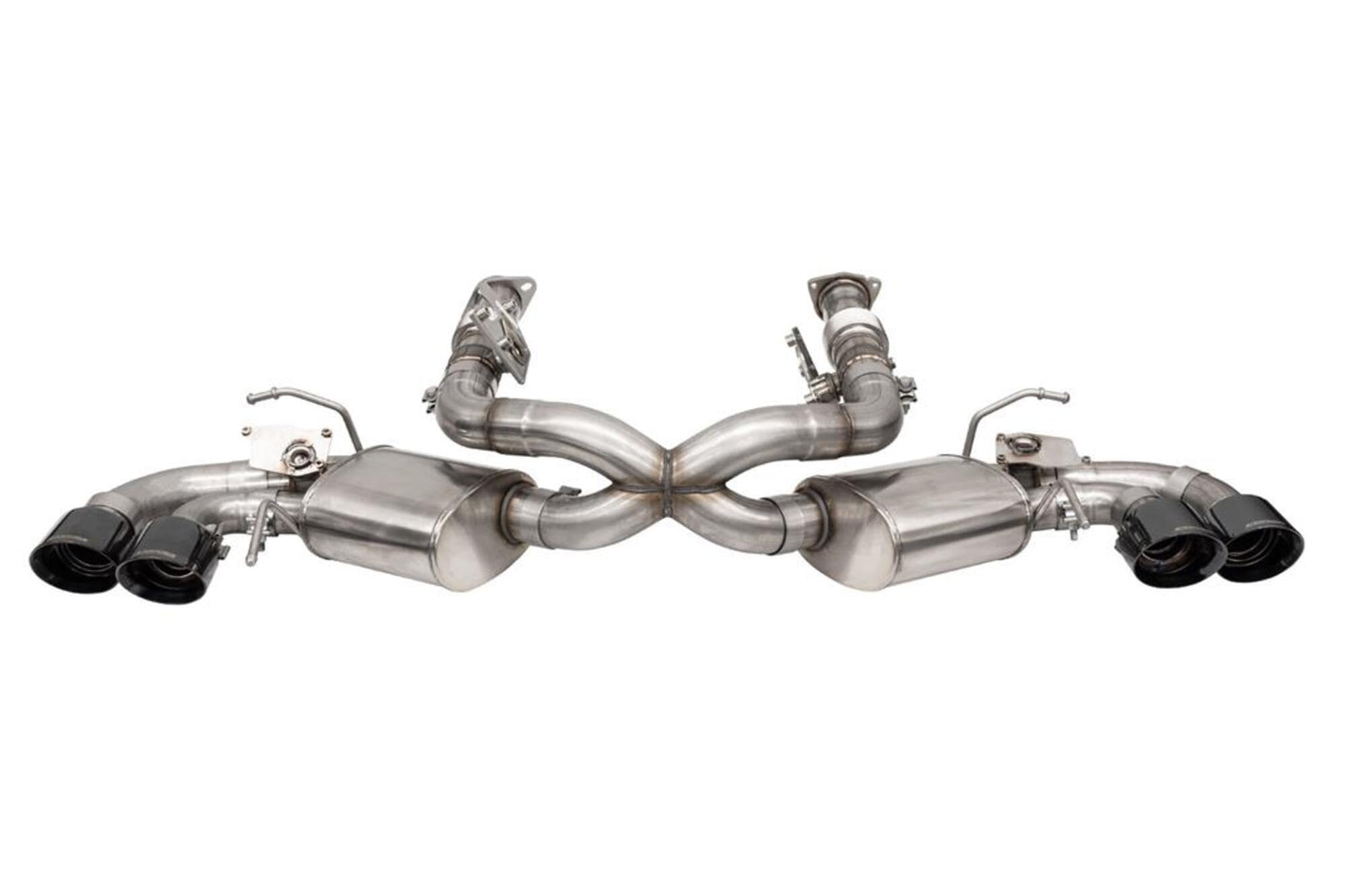 Cat-Back 3.0 IN Quad 4.5 IN Tips (MULTIPLE OPTIONS) | 2020-22 Corvette C8 (w/ Factory NPP) Yes / Yes / Black PVD