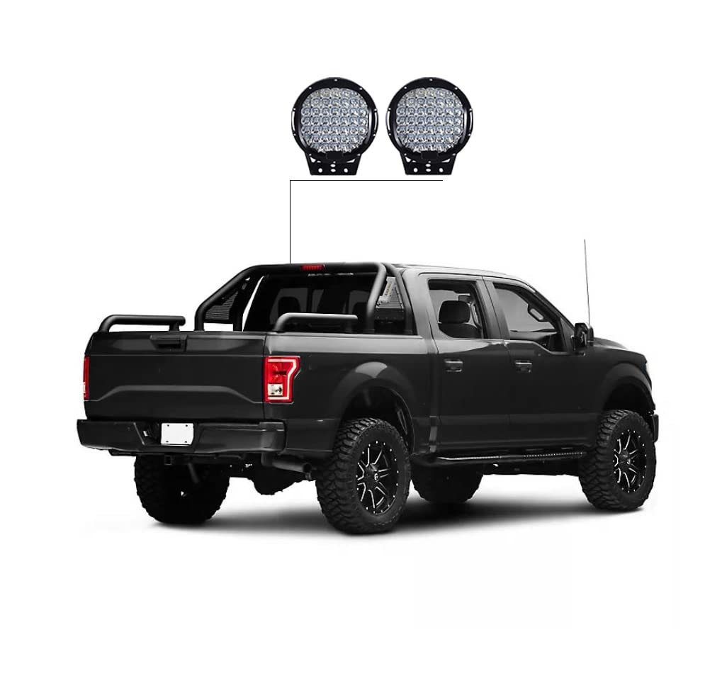 Gladiator Roll Bar Black Incl.Set of 9 Black Round LED Light Modular Black Compatible with 19-24 Titan/XD|14-24 Silverado/Sierra 1500/2500/3500|15-24 Ford F-150|09-10 Ram 1500|07-24 Tundra