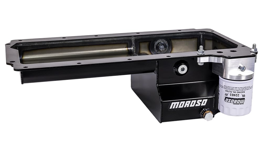 Moroso Steel Rear Sump LS Swap Oil Pan 20159, w/Integral Drainbacks, Road Race Baffle
