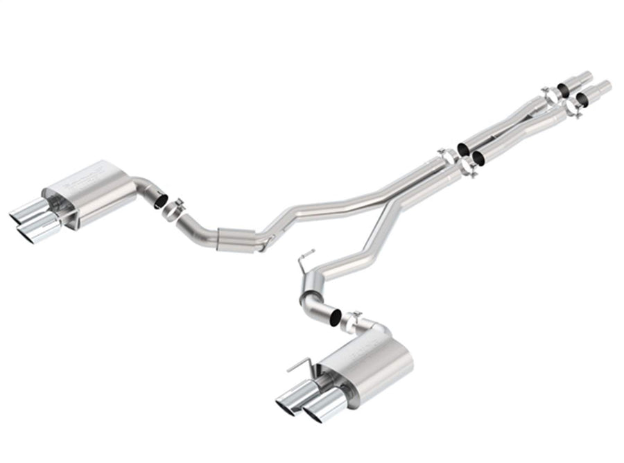 Borla S-Type 140745 Cat-Back Exhaust System; 3in; Incl. X-Pipe/RH-LH Intermediate Pipe Assy/RH-LH Muffler Assy/Hardware/Dual 4 in. Rd.x8in And 4in. Rd x 9 in. Tips; Dual Split Rear Exit;