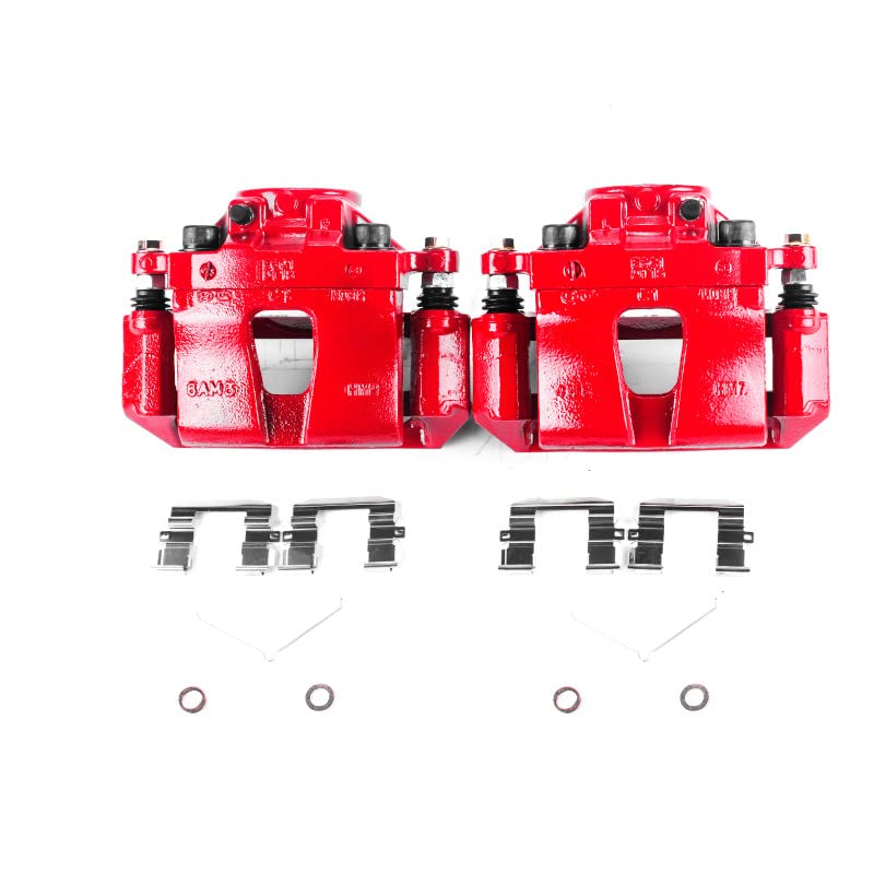 Power Stop S7324 Front Pair of High-Temp Red Powder Coated Calipers