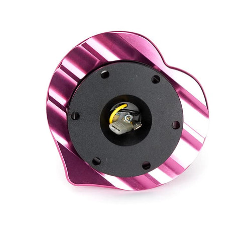 NRG Innovations Steering Wheel NRG-SRK-143BK-PK Quick Release Kit Adapter Black Body/Pink Heart Shape Ring Flares, 6x70mm & 6x74mm Bolt Pattern