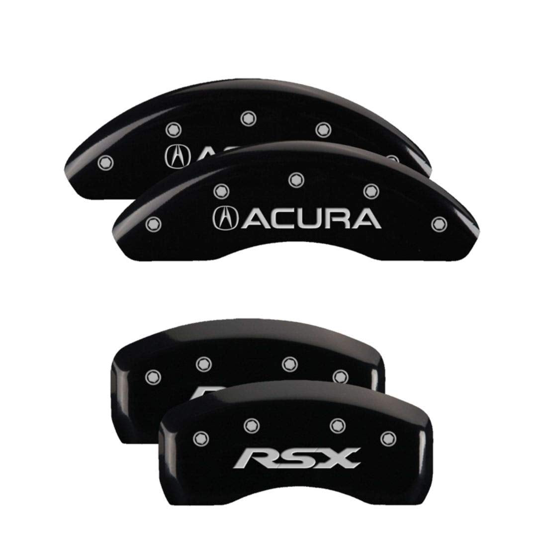 MGP Caliper Covers Black Powder Coat Finish 39003SRSXBK Engraved Caliper Cover with Silver Characters, Set of 4 "Acura/RSX"