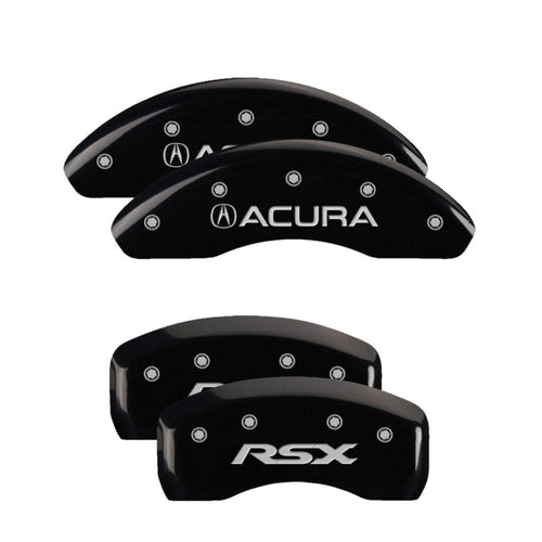 MGP Caliper Covers Black Powder Coat Finish 39003SRSXBK Engraved Caliper Cover with Silver Characters, Set of 4 "Acura/RSX"