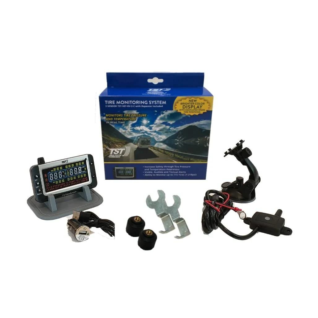 TST Tire Pressure Monitoring System 507 with 2 Cap Sensors and Color Display for Metal/Rubber Valve Stems by Truck System Technologies, TPMS for RVs, Campers and Trailers