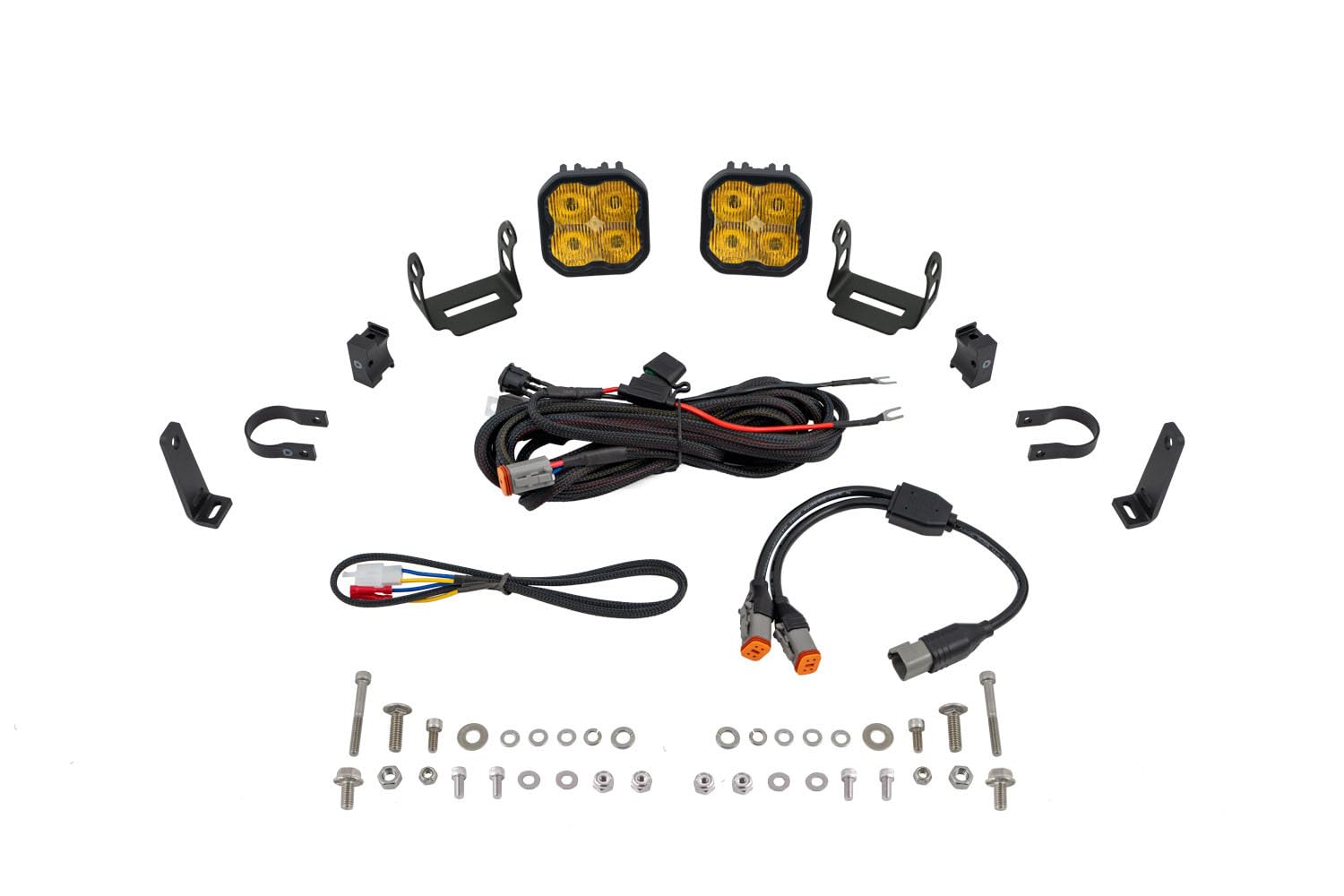 Diode Dynamics SS3 LED Pod Light Kit Bumper compatible with Polaris RZR Pro 2020-2023, Yellow SAE Fog Pro