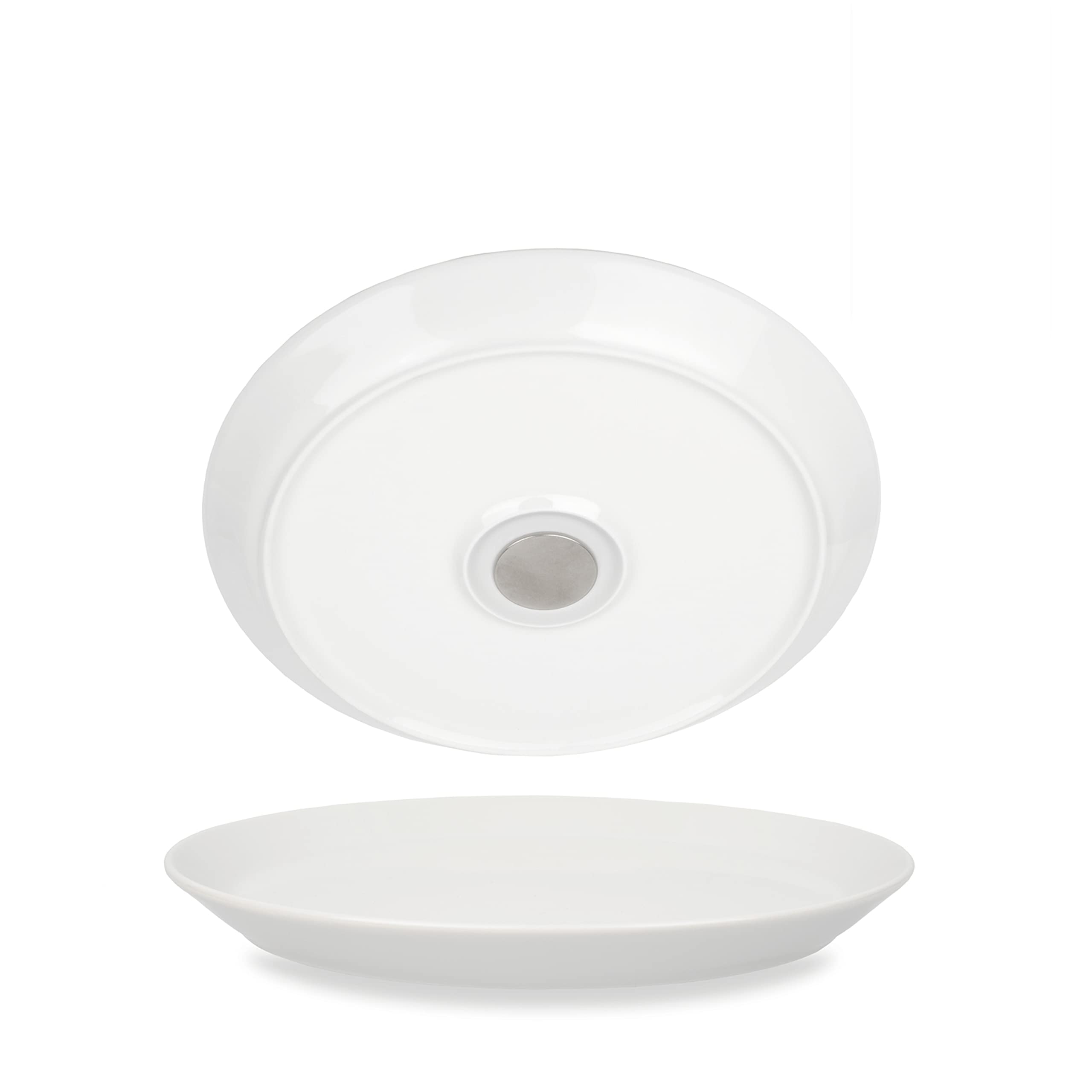 Porcelain Magnetic silwy® Plates (Set of 2) - Perfect for Camping, Caravaning and Boating - Non-Slip Crockery Stackable without Any Rattling