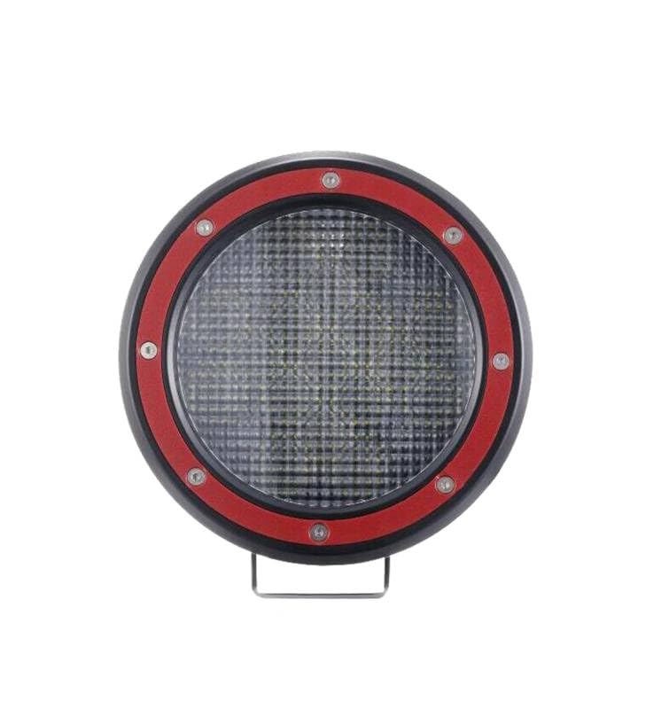 Grille Guard Kit Black Horse Modular Stainless Steel Pair of 5.3" Dia. LED Flood Lights w/Red Trim Rings Wiring Harness and Switch Compatible with 2003-2025 Chevrolet Express
