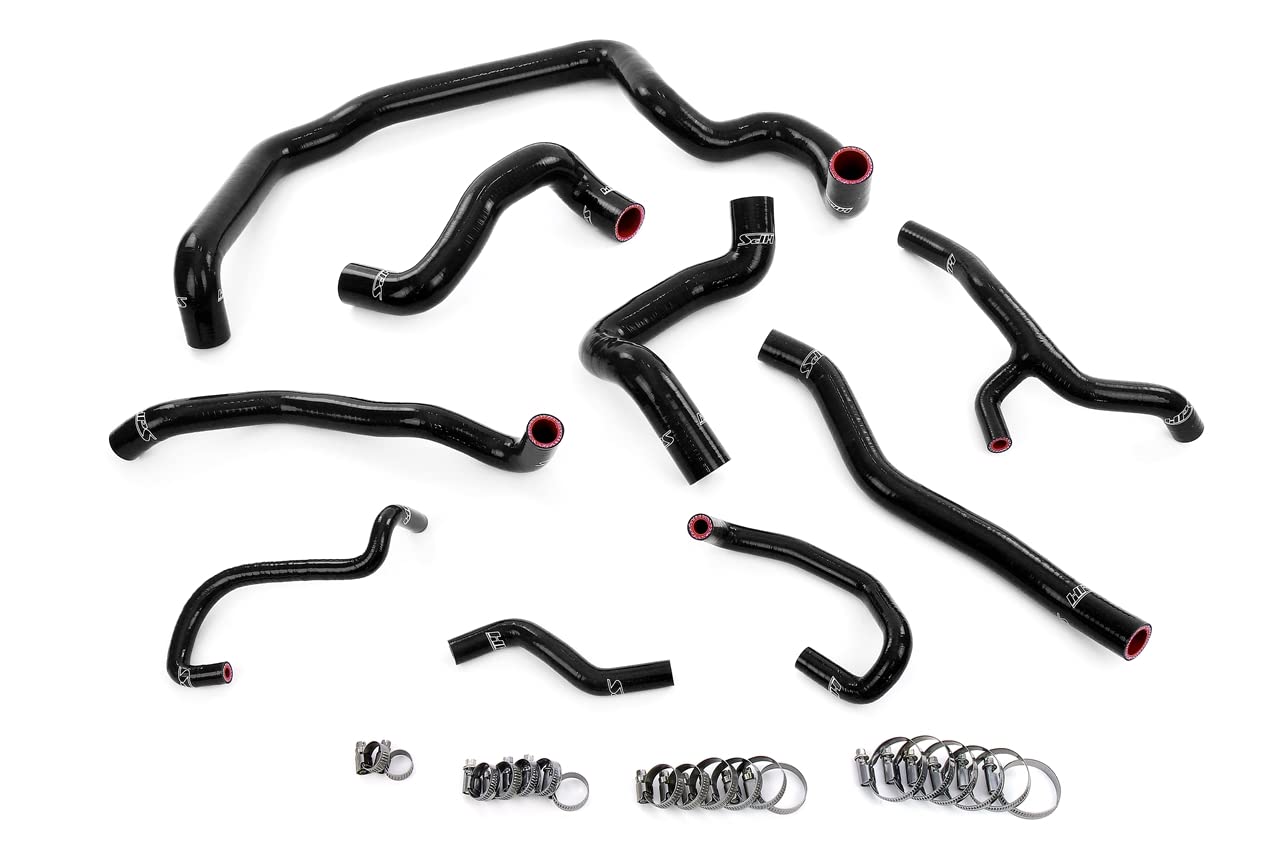 HPS Performance Black Silicone Coolant Hoses Radiator, Heater, Water Pump, Expansion Tank Compatible for 2011-2015 Mini Cooper 1.6L Turbo (N18) Manual Trans, 57-1997-BLK